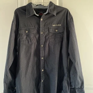 Hard Rock Guitar Company Button Up Langarm Hemd Herren Gr. XL Schwarz Rock - Bild 1 von 15