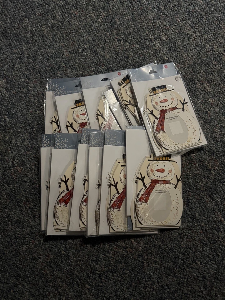 Lote de 72 cartões de Natal American Greetings novidade porta-foto boneco de neve lacrado - Imagem 1 de 1