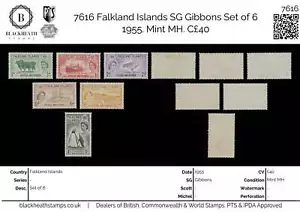 7616 Falkland Islands SG187-192 Set of 6 1955. Mint MH. C£40 - Picture 1 of 19