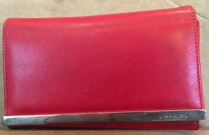 Lancel, Red Wallet, Women's, Used, Long Flap w/ Chrome Accent, $250+New! - Picture 1 of 6