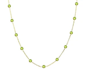 14K Yellow Gold Necklace By The Yard With Peridot Gemstones 16 Inches - Picture 1 of 3