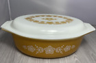 Vintage Pyrex Butterfly Gold Oval Casserole Dish with Matching Lid