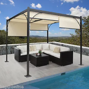 ALU 3x3 m PAVILLON GARTEN MARKISE SONNENSCHUTZ TERRASSEN ÜBERDACHUNG SONNENSEGEL - Bild 1 von 10