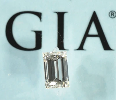 G I A Certified  .42 Ct.  Natural Diamond  Loose  Rectangle  Step  cut Baguette - Image 1 of 4
