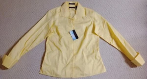 New Ultra Club Women Medium Yellow Cotton Blend Whisper Elite Button Up Shirt 22 - Picture 1 of 11