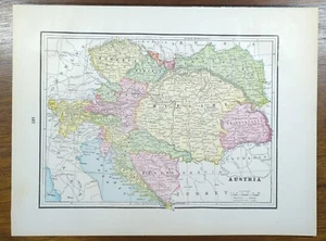 Vintage 1897 AUSTRIA Map 14"x11" Old Antique Original HUNGARY TRANSYLVANIA - Picture 1 of 13