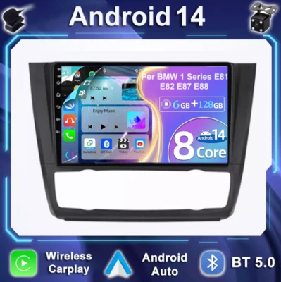 CarPlay Per BMW 1 Series E81 E82 E87 E88 Autoradio Android 14 GPS Navi 6GB+128GB - Immagine 1 di 4