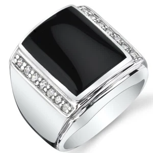 Anillo de plata esterlina 925 negro ónix Aston para hombre tallas 8 a 13 - Imagen 1 de 3
