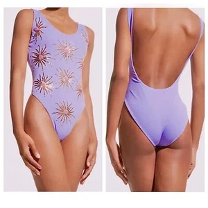 Oceanus Priscilla Swimsuit One Piece Bathingsuit Sequins Purple Lilac NWT XL 10 - Picture 1 of 8