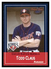 2002 Perfect Game Cedar Rapids Kernals #3 TODD CLAUS Cedar Rapids Kernels
