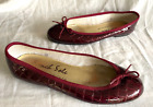 French Sole Jane Winkworth Burgundy Wine Patent Croc Ballet Shoes Flats Sze 5 38