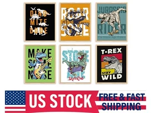8x10 Dinosaur Poster Set of 6 Wall Art Posters for Boys Unframed - Picture 1 of 6