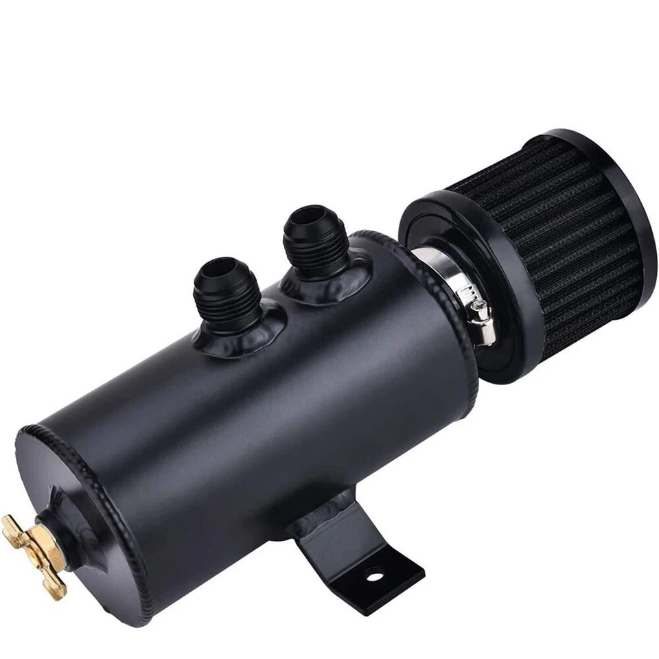 Black 4 Port Series Oil Catch Can Breather Tank for Honda Civic Acura Integra