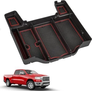 Organizador de consola central para Dodge RAM 1500 2019-2024 reposabrazos caja de almacenamiento rojo - Imagen 1 de 11