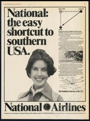 Foto de azafata de National Airlines 1978 Reino Unido anuncio impreso vintage Foto 1 de 4