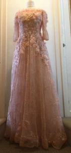 Bridess Short Sleeve Off The Shoulder Wedding Dress Size 12 Uk 8 US BNWT* Pink - Picture 1 of 23