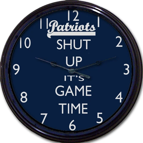 New England Patriots Football Shut Up It's Game Time Wall Clock NFL Man Cave 10" Cover