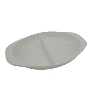 Vintage Pyrex 1,5 Quart Milchglas geteilt oval Auflaufform #1083 - Bild 1 von 8