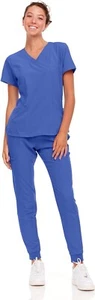 Natural Uniforms Medical Cool Stretch Jogger & Top Scrub Set Blue Women’s XL - Picture 1 of 7