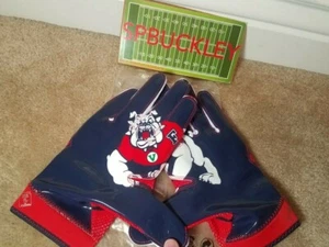 NIKE SUPERBAD 4 ADULT NCAA FRESNO STATE BULLDOGS PADDED FOOTBALL GLOVES, RED - Picture 1 of 3