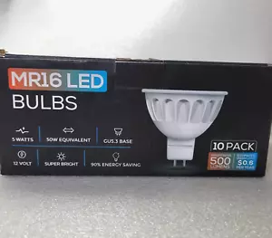 10 Pack - 12V 5W MR16 LED Light Bulb Warm White LED Spotlight 500 Lumen - Picture 1 of 6