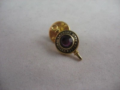 1994 Purple Jewel NATIONAL LAUNDRY WEEK Men's Tie Tack Lapel Pin ~ - Image 1 of 4