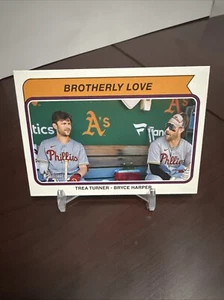 2023 Topps Heritage Combos #CC-10 Brotherly Love (Trea Turner / Bryce Harper) - Picture 1 of 2