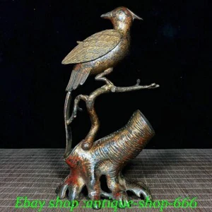 Chinese Bronze Gilt Magpie Bird Plum Tree Incense Burner Incense Burner Censer - Picture 1 of 7