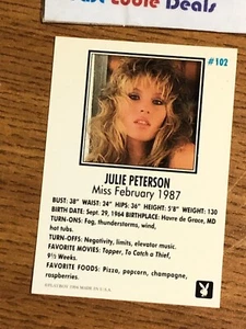 PLAYBOY 1994 JULIE PETERSON COLLECTOR CARD 102 MISS FEBRUARY 1987 NEAR MINT - Picture 1 of 1
