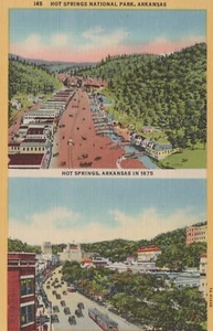 Postal de doble vista del Parque Nacional Hot Springs Arkansas - Imagen 1 de 2