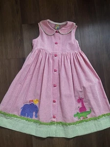 Picture Me Girls Dress Gingham Elephant Bird Alligator Animal Applique sz 5 - Picture 1 of 8