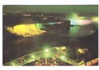 Carte postale vintage chromée vue aérienne illuminée de Niagara Falls, Ontario #7