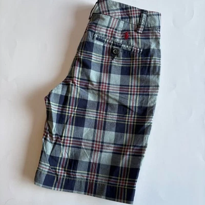 Polo Ralph Lauren Kids Youth 8 Plaid Shorts Red Pony Blue Red Preppy Casual 8" - Image 1 of 4
