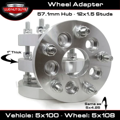 Adaptadores de 4 ruedas se convierten 5x100 a 5x108 1" de grosor 5 orejetas 5x100 a 5x4,25 Foto 1 de 3