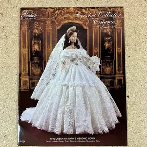 Fashion Doll Dress 1840 Queen Victoria Wedding Gown Crochet Pattern By Paradise - Picture 1 of 2