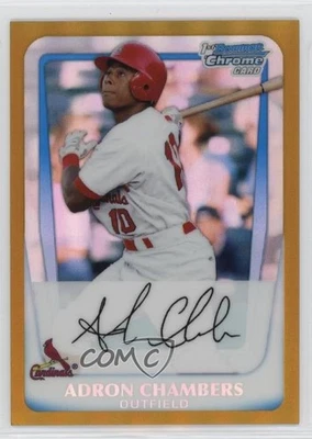 2011 Bowman Chrome Prospects Gold Refractor /50 Adron Chambers #BCP90 - Image 1 of 2