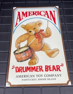 Metal Sign, “American Drummer Bear”, American Toy Company, 16inches by 10 inches - Picture 1 of 7