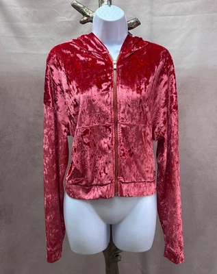 Chaqueta con Capucha Deportiva de Terciopelo Triturado Rubí Fabletics Talla M Foto 1 de 4