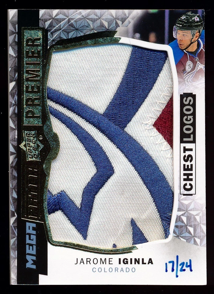 2015-16 Upper Deck Premier Mega Patch Chest Logos Jarome Iginla 17/24 - Image 1 of 1