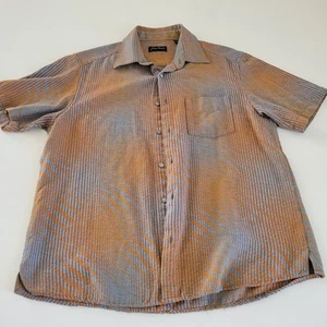 Jhane Barnes Orange and Gray Ombre Geo Pattern Short Sleeve Size XL EUC Cotton - Picture 1 of 8