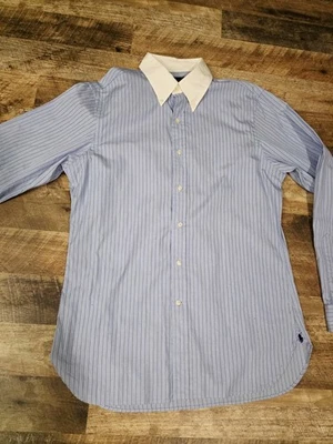 Ralph Lauren Men’s Pinstripe Dress Shirt White Contrast Collar Size 16 (40/41) L - Image 1 of 4