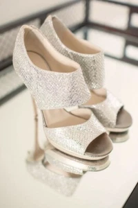 BNIB JIMMY CHOO WEDDING 'PRIVATE' SANDAL SIZE 37.5 (7 US) - Picture 1 of 3