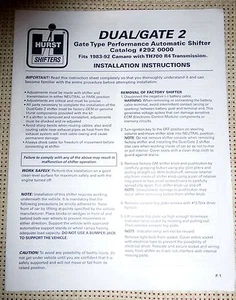 Hurst Dual Gate Shifter Install Instructions F-body Camaro Firebird TPI 700r4 - Bild 1 von 1