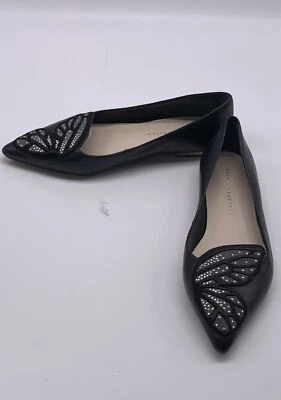 Sophia Webster Mujer Negro Punta Punta Cristal Mariposa Bordado Plano Talla 35 Foto 1 de 4