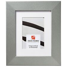 Craig Frames Bauhaus 200, 2" Wide Brushed Silver Picture Frame With a Single Mat