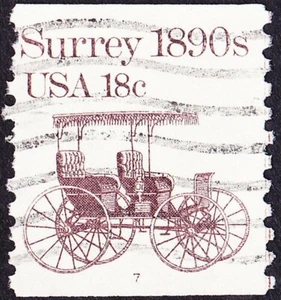 US - 1981 - 18 Cents Dark Brown Surrey Transportation Coil P#7 Single #1907 - Picture 1 of 1