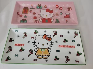 Sanrio Hello Kitty Pink Gingerbread Serving Rectangular Trays Holiday Set New - Picture 1 of 6