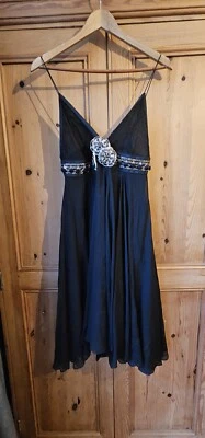 Matthew Williamson 100% Silk Dress, Black with Gold Detail, Size 10 - Image 1 of 4