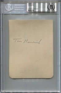 Tommy Henrich Rookie Single Signed Slabbed 1937 Album Page NY Yankees BAS & GA - Bild 1 von 3