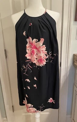 Vestido de cóctel Jay Godfrey negro con flores rosas talla 8 100 % seda Foto 1 de 4